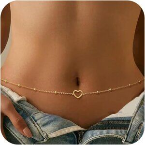 Waist Beads for Women, 14k Gold Plated Waist Chain Dainty Body Chain Gold Chain